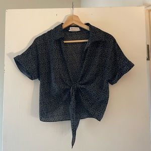Urban Outfitters Tie Polka Dot Top